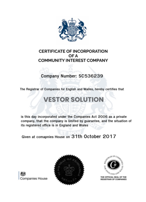 VestorChoice certificate of incorporation