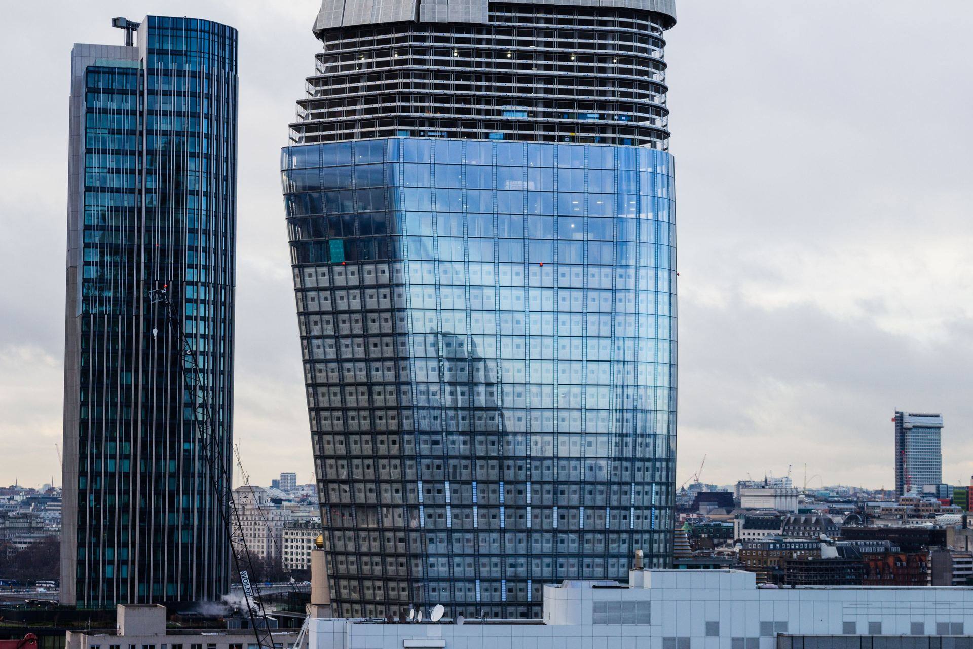 Modern glass towers in a city financial district