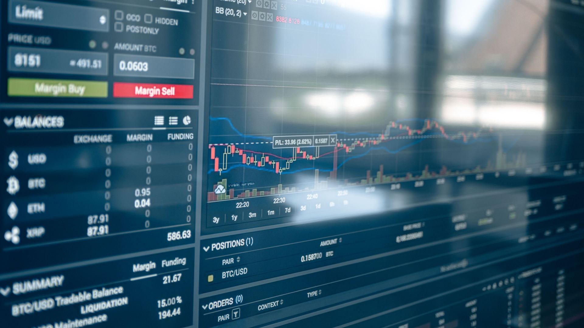 Trading terminal showing live market data